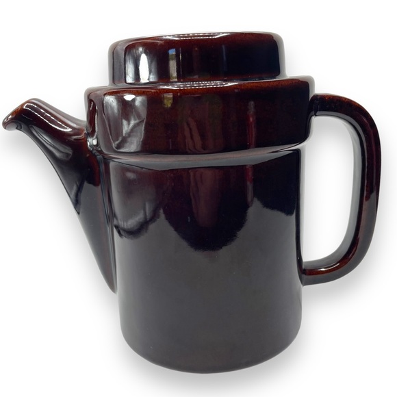 Pfaltzgraff Vintage Gourmet Brown Stoneware Glaze Coffee Tea Pot w/ Lid 8" Tall - Picture 3 of 12